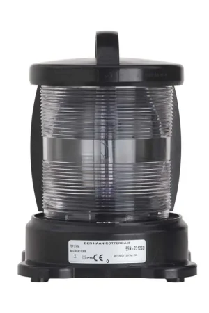 Fanale di Via Bianco Prua - Fanale Nero, Omologato R.I.Na. e MED 96/98 - EC per Imbarcazioni Commerciali in Policarbonato Nero (Senza Lampadina) Offerta Lampo