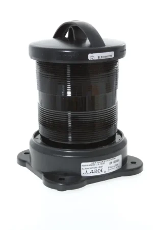 Fanale 360° Rosso in Policorbanato Nero - Omologato R.I.Na. e MED 96/98 - EC per Imbarcazioni Commerciali, Senza Lampadina Pagamento Sicuro