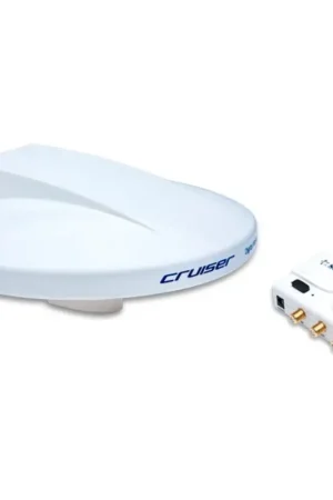 Antenna TV Cruiser Bianca - Antenna Omnidirezionale per Imbarcazioni con Amplificatore a Basso Rumore e Kit Completo per Ricezione TV, FM e DAB 360° Reso Gratuito