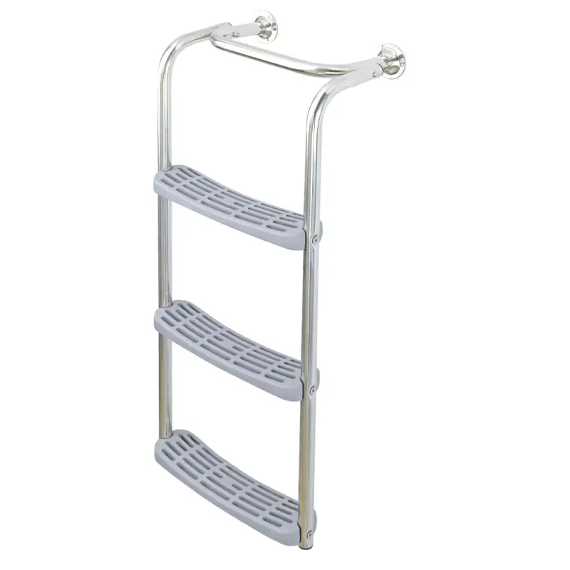 Novità Scaletta Ribaltabile in Acciaio Inox AISI 316 con 4 Gradini Antiscivolo - Dimensioni 753x120 mm, 1 Gradino Fisso e 3 Mobili per Plancetta Nautica