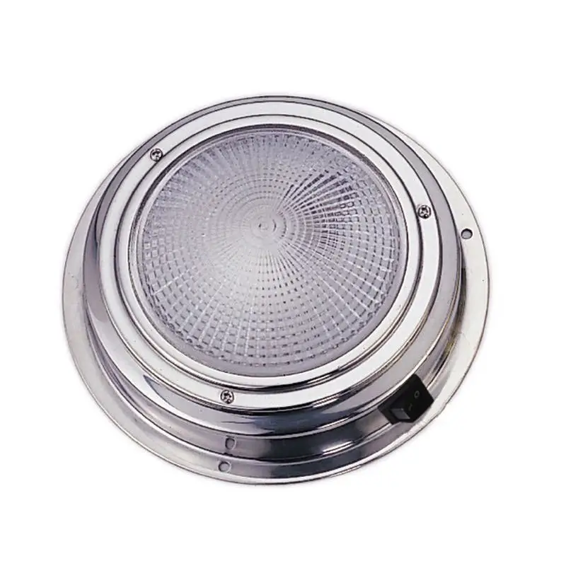 Prezzo Basso Plafoniera Inox con Luce LED di Diametro 138 mm e Lente in Policarbonato per Nautica - Ideale per Illuminazione Marittima e Resistente agli Agenti Atmosferici