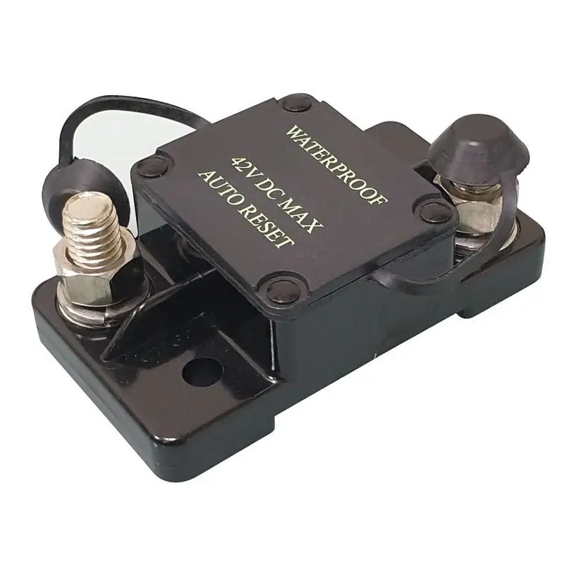 Novità Interruttore termico stagno 150 A con riarmo automatico per imbarcazioni conforme a norme SAE J1625 e SAE 1171, temperatura d'esercizio -32° + 92°, terminali 3/8