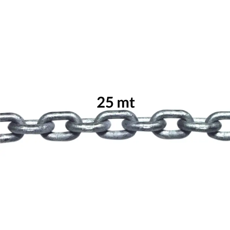 Catena Zincata Genovese Ø 12mm - 25m, Maglie 48x46mm, Carico di Rottura 6000kg, DIN 5685 Offerta Del Giorno