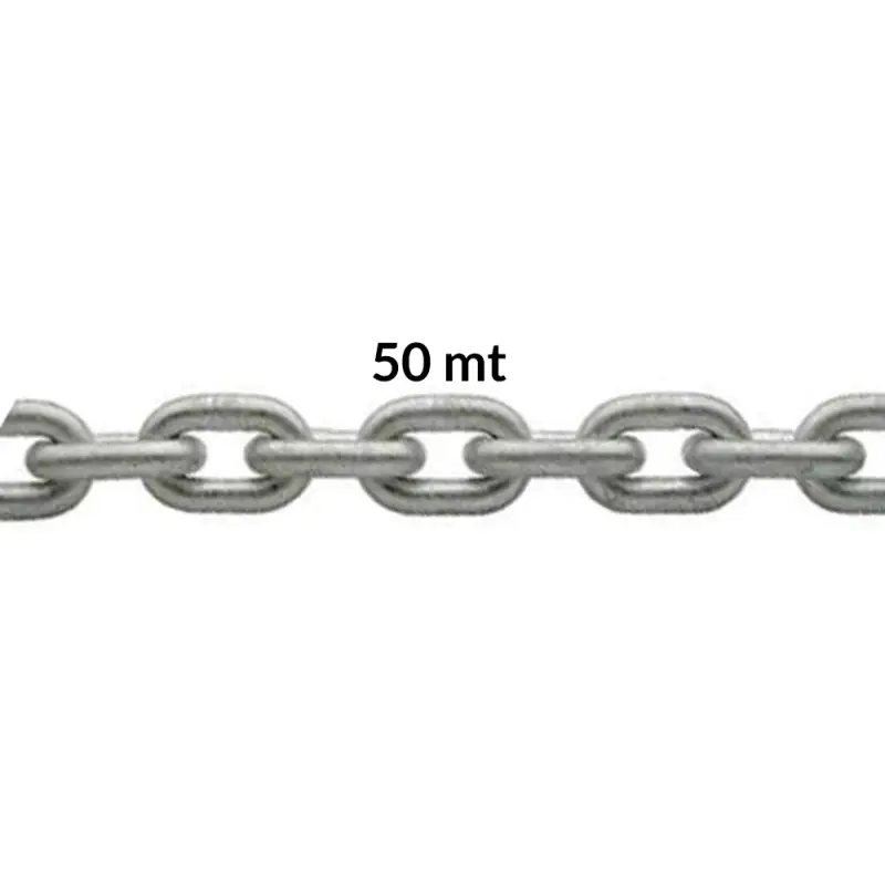 Catena Zincata Calibrata Ø 6mm x 50mt - Maglia DIN 766 per Verricelli, Carico di Rottura 1800 Kg, Peso 0,80 Kg/mt Direttamente Dal Produttore
