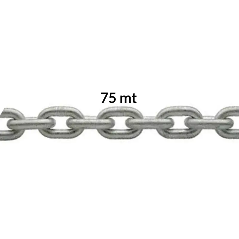 Spedito Oggi Catena Zincata Calibrata Ø 10 mm - 75 mt per Verricelli, Carico di Rottura 5100 Kg, Maglia ISO 4565 - Qualità Superiore per un Uso Nautico Sicuro e Affidabile