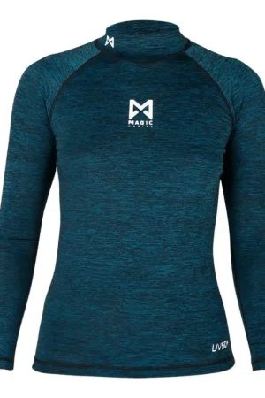 Affare Maglia Anti UV Cube Manica Lunga Donna Magic Marine - Tessuto Elastico, Collo Alto, Protezione UV 50+