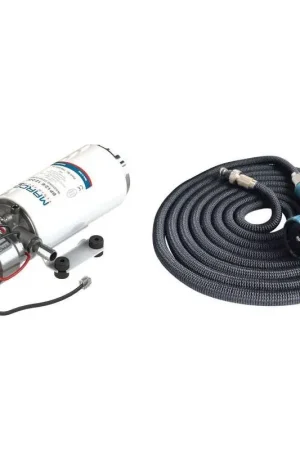 Kit Washdown ad alta pressione MARCO - Sistema professionale di lavaggio per barche con pompa auto-adescante, tubo da 15 m e pistola spruzzatrice regolabile per uso con acqua salata e dolce. Offerta Speciale