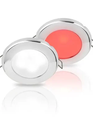 Compra Online Euroled 75 - Faretto LED Stagno Rosso/Bianco in Plastica - Clip per Installazione Nautica IP67 - Consumo 3W, Luminosità Dimmerabile 190 Lumen con Cavo Marino da 12 cm
