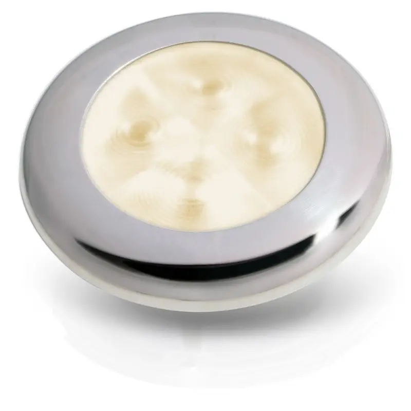 Prezzo Di Fabbrica Luce Cortesia Bianco Caldo Inox 24V - Faretti Stagni IP67 per Nautica con Cornice in Acciaio Inox 316 e Cassa Resistente UV - Luminosità Dimmerabile - Consumo 0,5W con Cavo Marino da 12 cm
