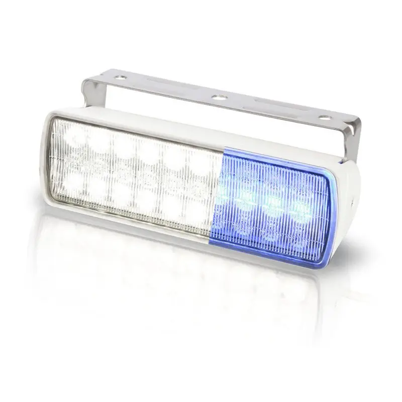 Faro da Coperta Sea Hawk XL LED Bianco/Blu - Luce Doppia Selezionabile, Compatto e Stagno IP67, Resistente UV e Antivibrazione, Staffa Inox, Alimentazione Multivolt, Completo di Cavo Marino 2,5 Metri Affare