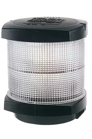 Fanale Nautico 2984 Nero - Illuminazione Bianco 360° per Barche - Resistente all'Acqua Salata - Lampadina 12V/10W - Design Pratico e Impermeabile - Certificato Internazionale Scelto Dai Clienti