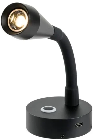 A Buon Prezzo Faretto LED Snodato Total Black con Presa USB-C, Interruttore Touch e Dimmer per Nautica e Barche