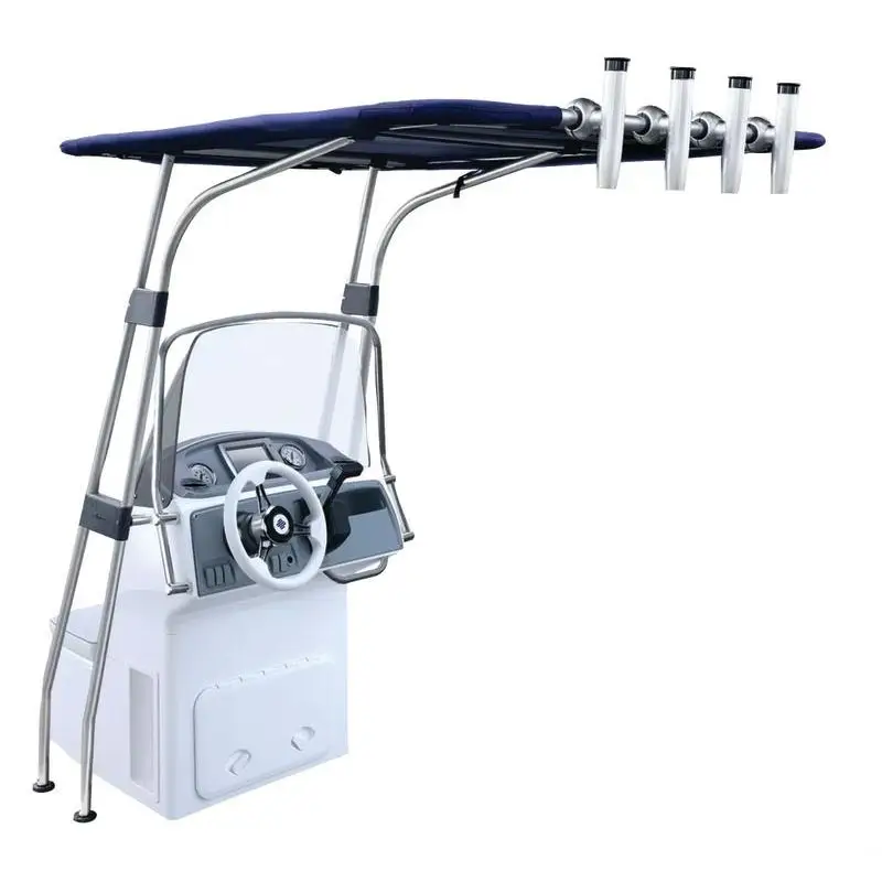 T-Top Universale Oceansouth in Lega Leggera 1700x1200x2010 mm con Tessuto Impermeabile e UV Resistente in Poliestere ATLAS Blu, Struttura in Tubo Anodizzato Ø 32 mm e Componenti Inossidabili. Popolare