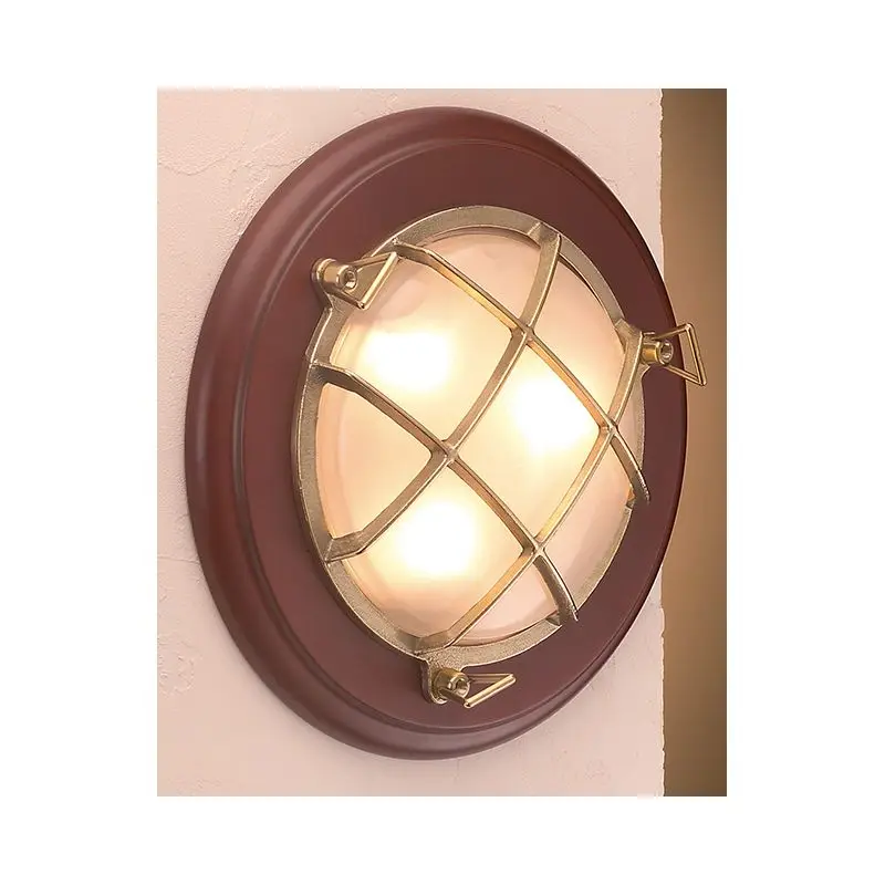 Offerta Limitata Lampada applique tonda in ottone lucido su base in legno - Foresti e Suardi