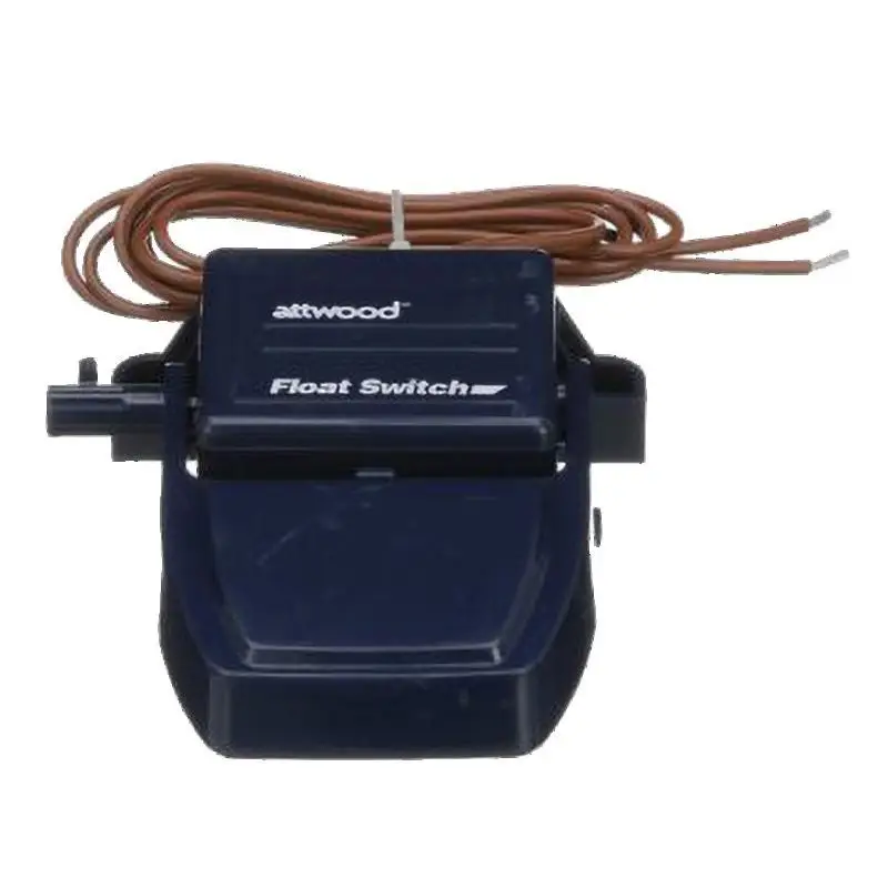 Compra Online Interruttore automatico Attwood per pompe di sentina con galleggiante, design compatto e basso profilo, attivazione a 50 mm, installazione su superfici fino a 24°.