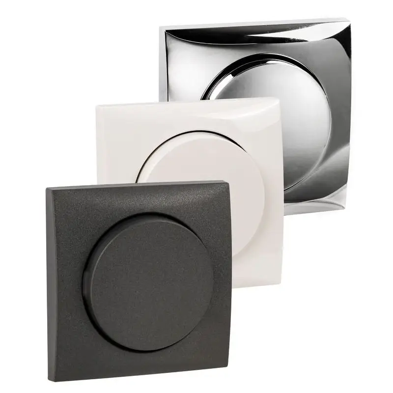 Vendita Finale Interruttore singolo cromato Berker con cornice design FLOW, dimensioni 59,5x59,5 mm.