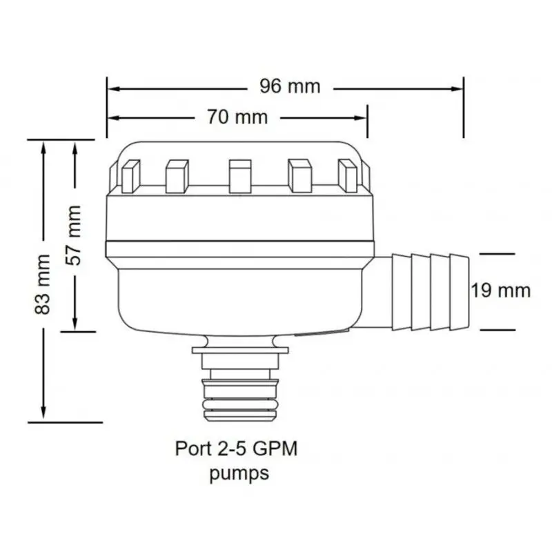 Filtro Portagomma Flojet 3/4' 90° per Sistemi di Acqua Pressurizzata - 40 Maglie, Portata Massima 27 L/min, Pressione Fino a 5 Bar Solo Oggi