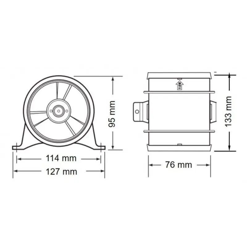 Elettroventilatore In Linea 12V 4' per Nautica - Flusso d'Aria 6,7 m³/min, Silenzioso e Corrosione-Resistente, Montaggio Universale Offerta Speciale