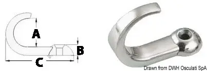 Professionale Gancetto inox 15x5,7x35,8mm
