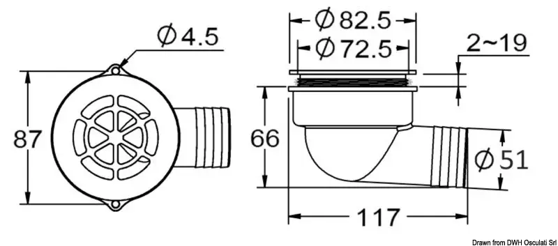 Saldi Scarico a pozzetto con flap antireflusso ø 2"