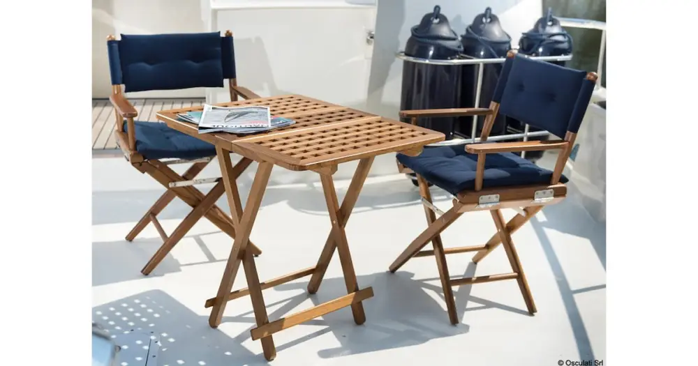 Economico Sedia teak pieghevole rivestimento blu navy