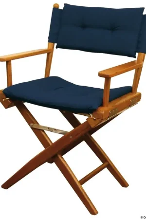 Professionale Sedia teak pieghevole imbottita blu navy