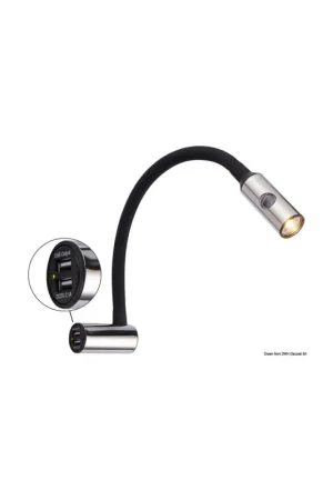 Scelto Dai Clienti Faretto LED snodato 3W luce calda 3000K, inox e silicone, USB 12/28V