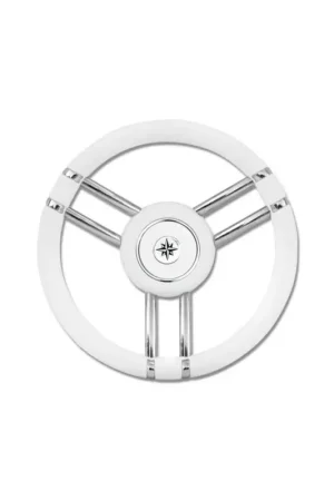 Consegna Rapida Savoretti volante T27 bianco Ø 350 mm, 6 razze inox lucido, inclinazione 7°