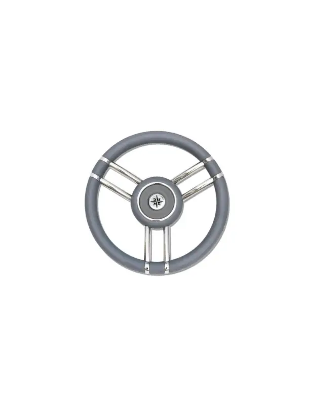 Professionale Savoretti T27 volante 6 razze inox, impugnatura poliuretano grigio Ø 350 mm