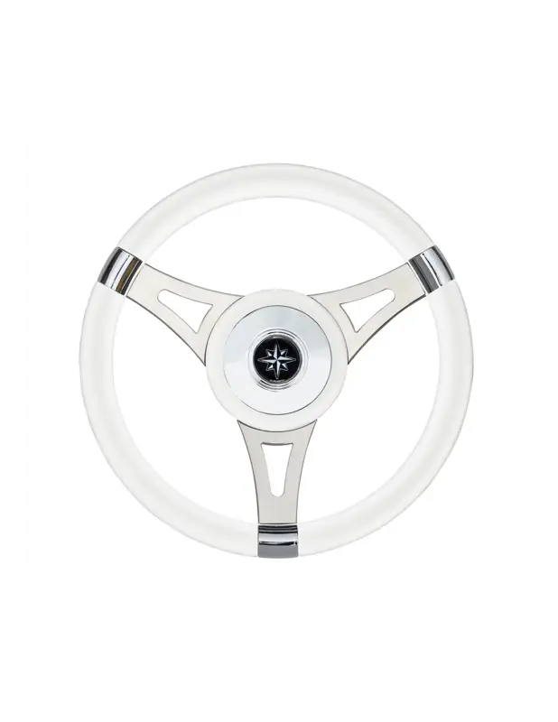 Promozione Esclusiva Savoretti T29 volante 3 razze inox, coperchio pelle bianco, Ø 350 mm