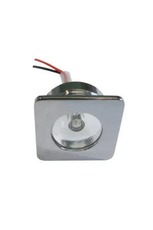 Offerta Lampo Luce di cortesia stagna 1 LED ottone cromato 12V, 30x30 mm, foro 26x12 mm