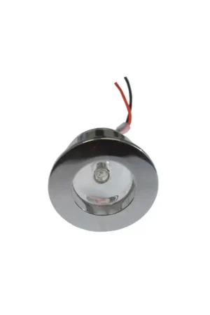 Compra Adesso Luce di cortesia stagna 1 LED ottone cromato 12V, Ø 32 mm, foro 26x12 mm