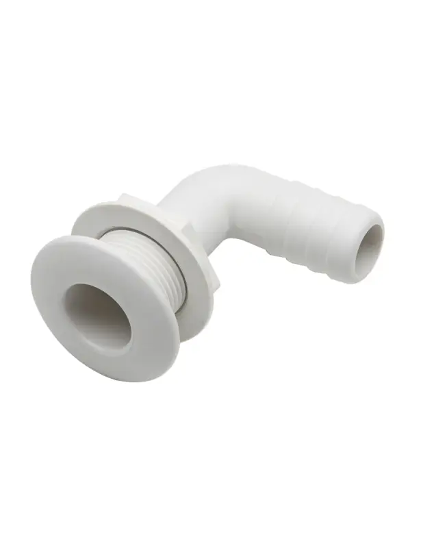 Can Sb scarico a mare curvo 90° in nylon bianco con portagomma, Ø 20-38 mm Occasione