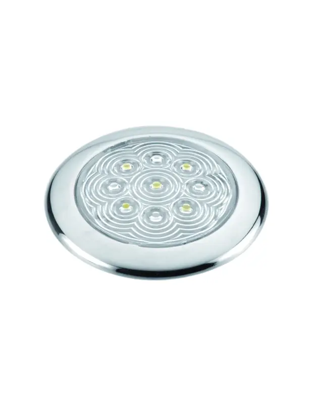 Plafoniera inox a 5 LED, 12V 3,2W, luce calda 2850-3200K, IP65, Ø94x10,6 mm A Buon Prezzo