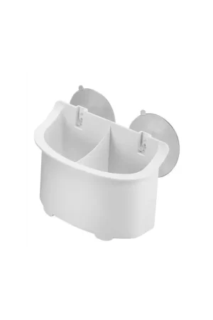 Compra Adesso Contenitore portabicchieri in plastica bianca, ventosa, 160x112x92 mm