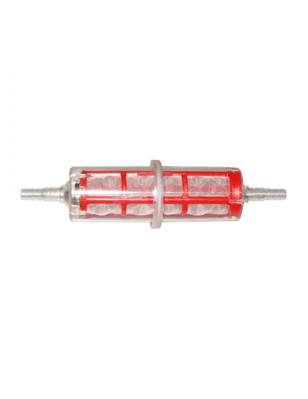 Filtro carburante in linea plastica 150 lt/h, portagomma Ø 8/10 mm Solo Oggi