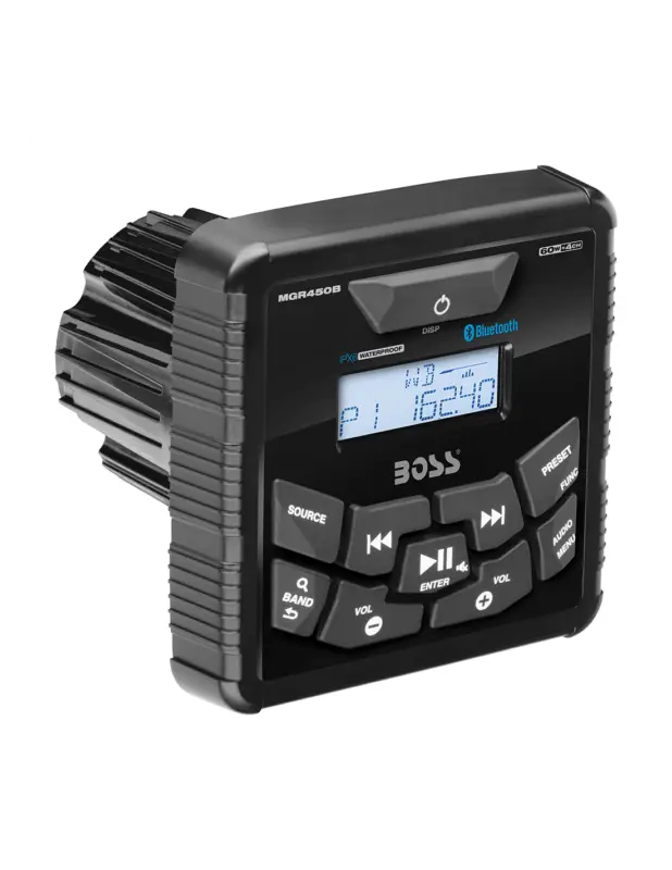 Boss Marine MGR450B, stereo cruscotto quadrato, Bluetooth, USB, 60 W x 4 Promozione Esclusiva