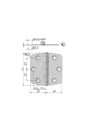 Cerniera AISI 316 75x74 mm modello dritto spessore 2 mm Occasione Imperdibile