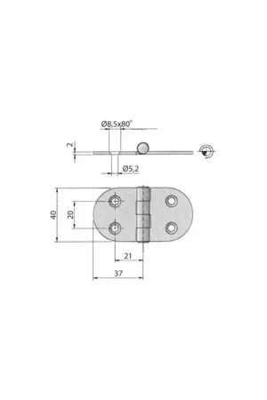 Cerniera Inox AISI 316 74x40 mm Dritta - Spessore 2 mm Solo Oggi