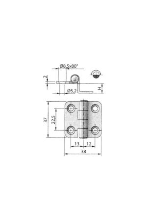 Cerniera AISI 316 a gomito 38x37 mm spessore 2 mm Non Perdere