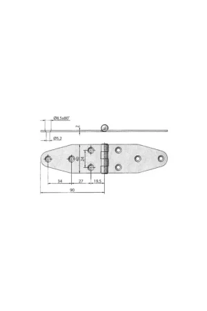 Cerniera inox AISI 316 180x40 mm - asse frenato, mod. dritto Spedizione Espresso