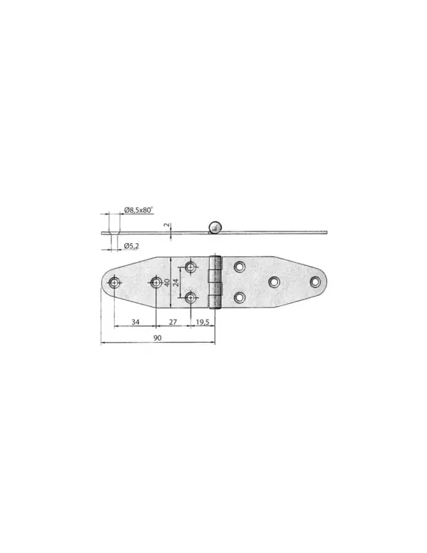 Cerniera inox AISI 316 180x40 mm - asse frenato, mod. dritto Spedizione Espresso