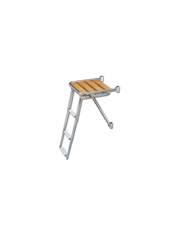 Plancetta di poppa con scaletta estraibile 4 gradini TREM inox AISI 316 Esclusivo